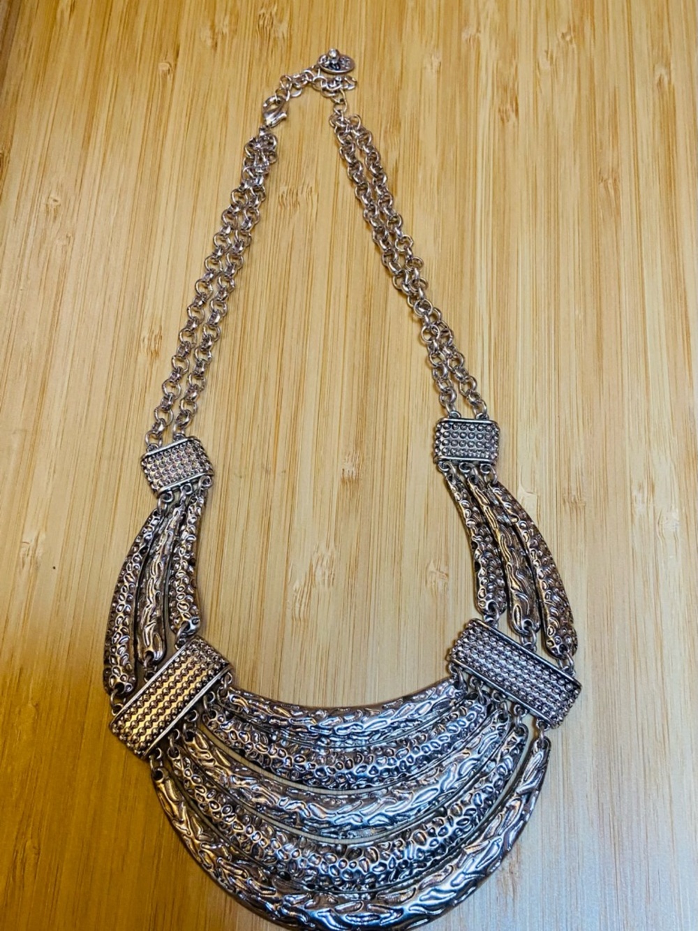 Erica Lyons Silver Tones Multi-Strand Bib Necklace